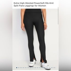 High rise black split hem legging